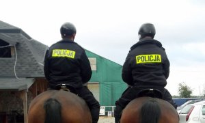 jeździec policyjny na służbowym koniu